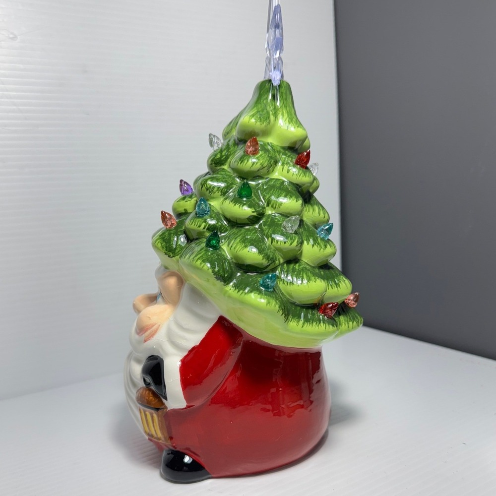 Vintage Style Ceramic Light Up Santa Christmas Tree Figurine Battery Operated - Picture 7 of 12
